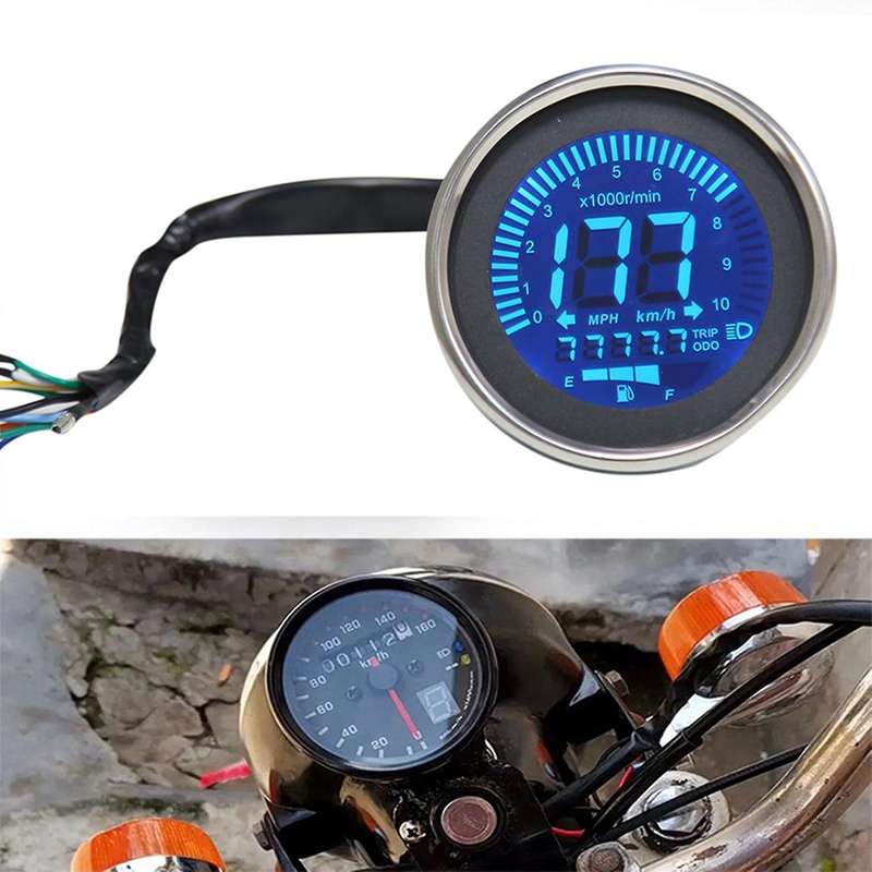 Universal Motorcycle Digital Speedometer Retro Lcd Odometer Cafe Tachometer Indicator Scooter Atv Me