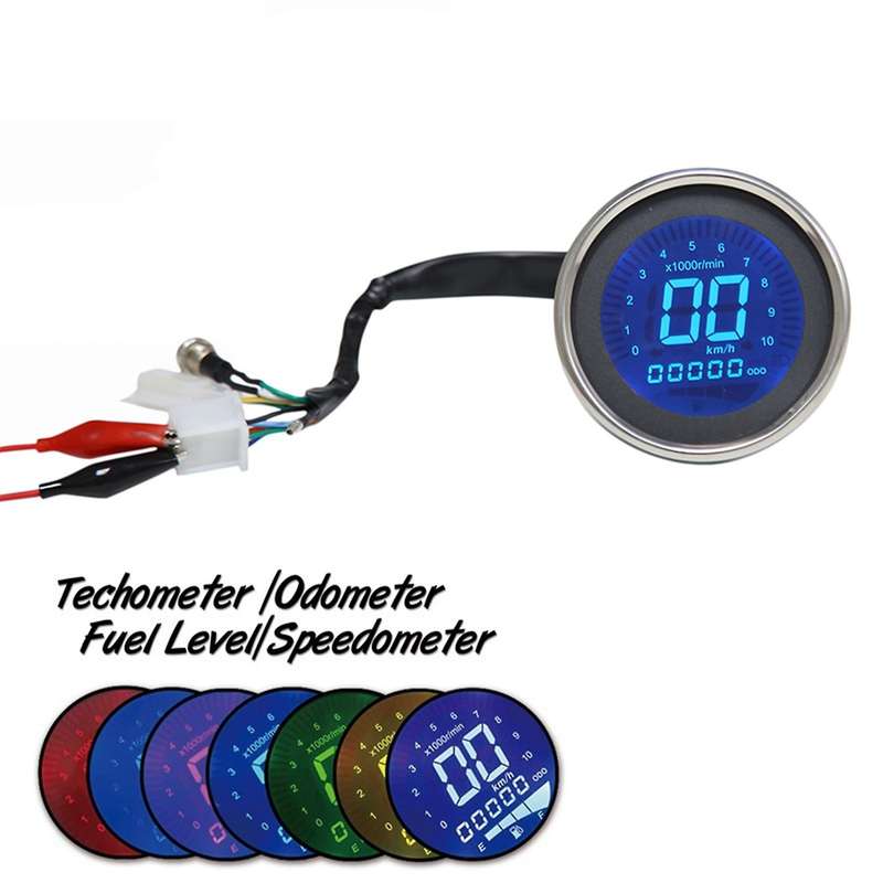Universal Motorcycle Digital Speedometer Retro Lcd Odometer Cafe Tachometer Indicator Scooter Atv Me