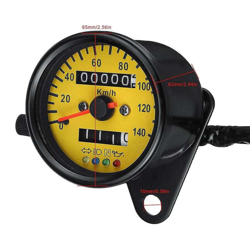 Universal Motorcycle Dual Odometer Speedometer Gauge Meter LED Backlight Tachometer