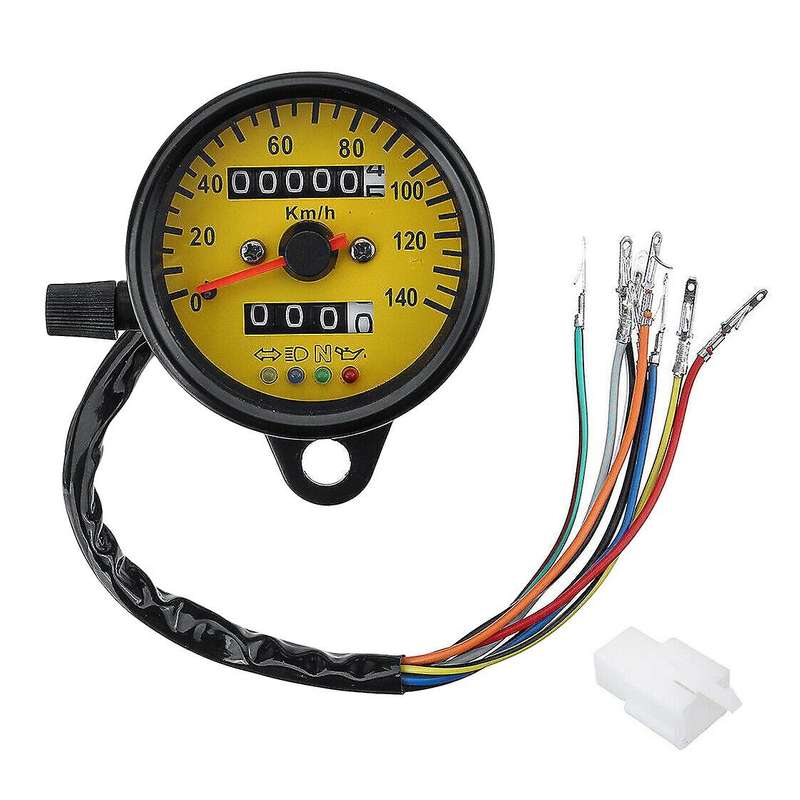 Universal Motorcycle Dual Odometer Speedometer Gauge Meter LED Backlight Tachometer