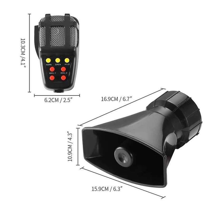 Universal Motorcycle Car Alarm Sound 7 Tone Horn 12v 100w Police Siren Horn Loudspeaker (black)