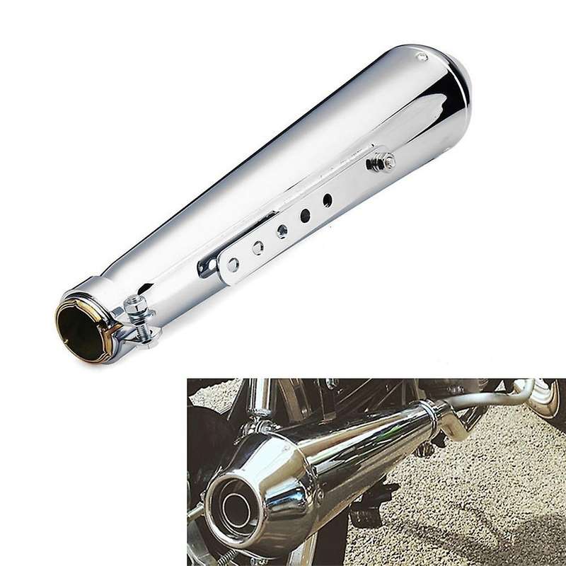 Universal Motorcycle Fishtail Exhaust Pipe Muffler Tube for Touring Chrome