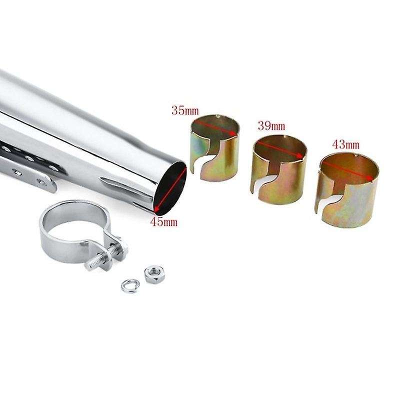 Universal Motorcycle Fishtail Exhaust Pipe Muffler Tube for Touring Chrome
