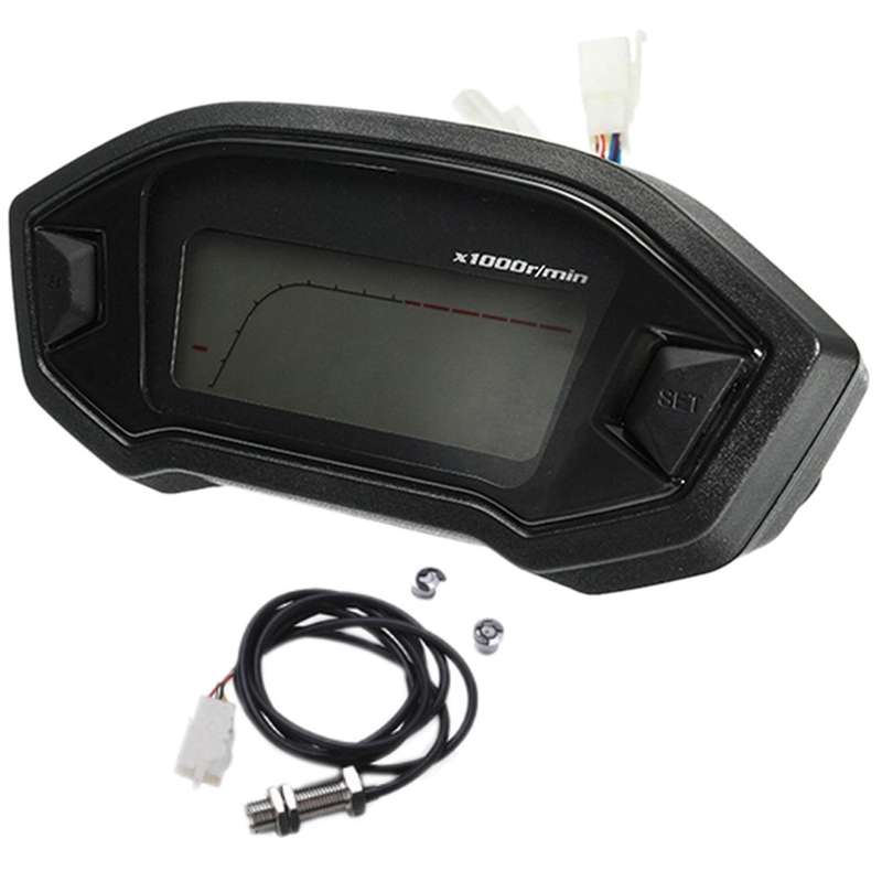 Universal Motorcycle LCD Digital Speedometer 13000 RPM Backlight Tachometer for 2-4 Cylinders Meter