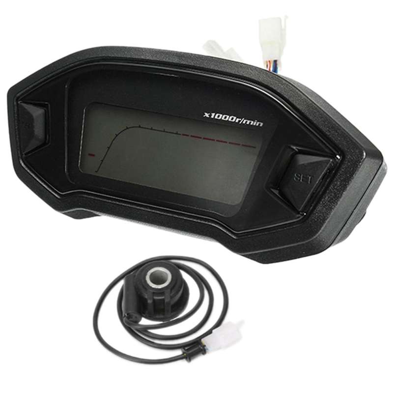 Universal Motorcycle LCD Digital Speedometer 13000 RPM Backlight Tachometer for 2-4 Cylinders Meter