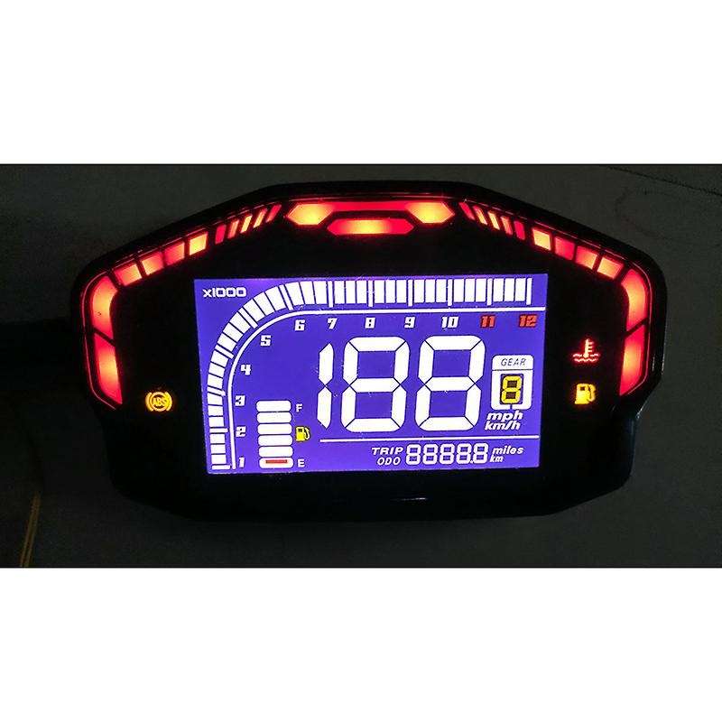 Universal Motorcycle LCD Digital Speedometer 12000RPM 6 Gear Backlight Motorcycle Odometer for 1, 2,