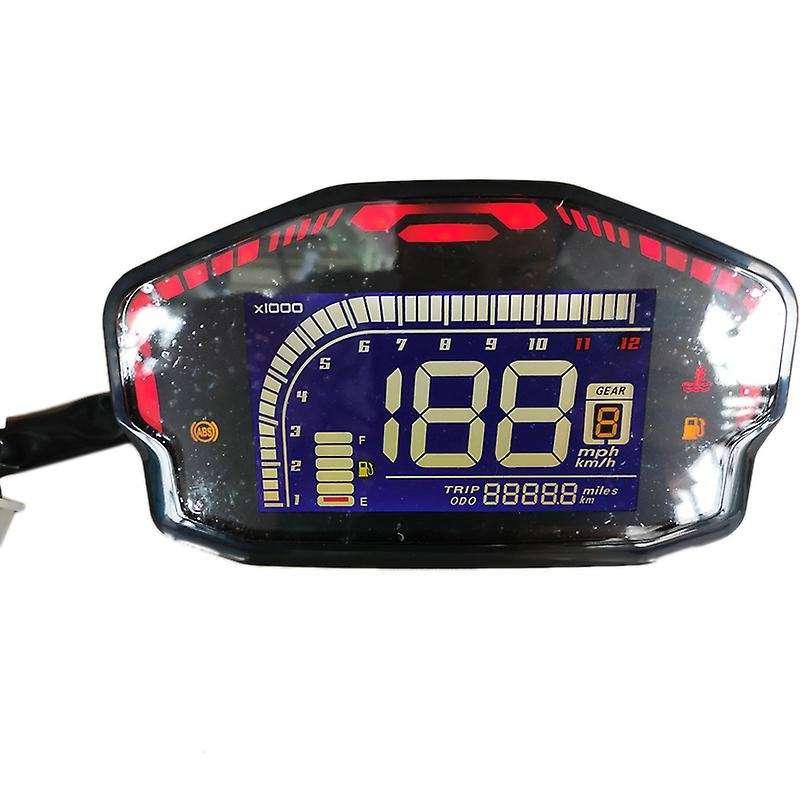 Universal Motorcycle LCD Digital Speedometer 12000RPM 6 Gear Backlight Motorcycle Odometer for 1, 2,