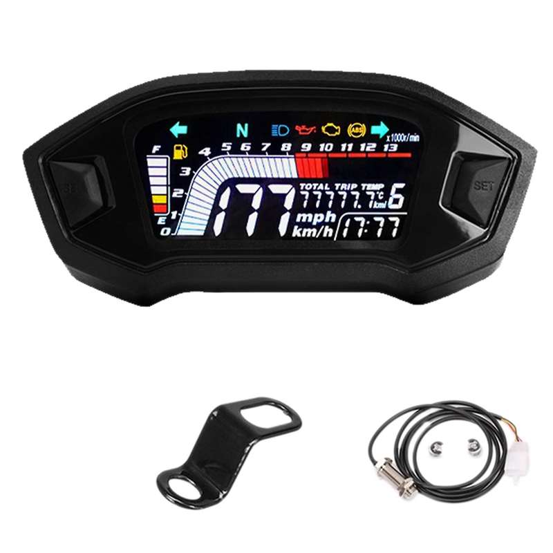Universal Motorcycle LCD Digital Speedometer 13000RPM Backlight Digital Odemeter Tachometer for 1,2,