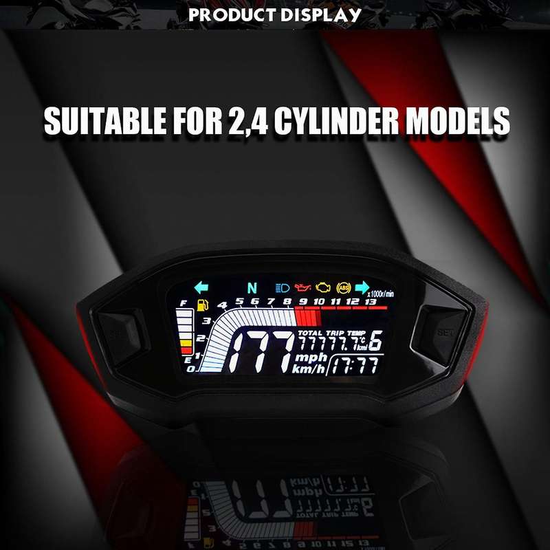 Universal Motorcycle LCD Digital Speedometer 13000RPM Backlight Digital Odemeter Tachometer for 1,2,
