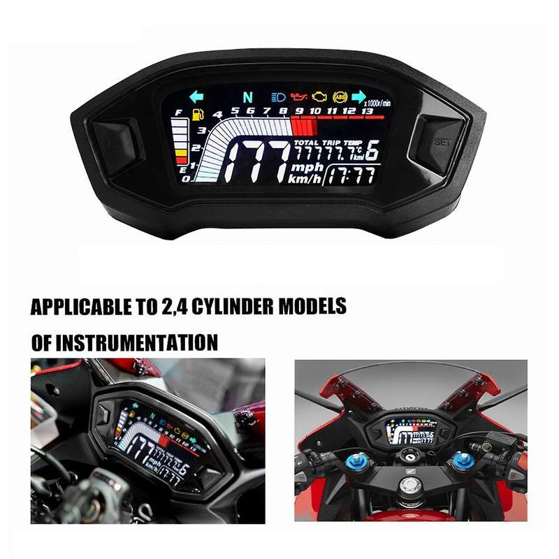 Universal Motorcycle LCD Digital Speedometer 13000RPM Backlight Digital Odemeter Tachometer for 1,2,