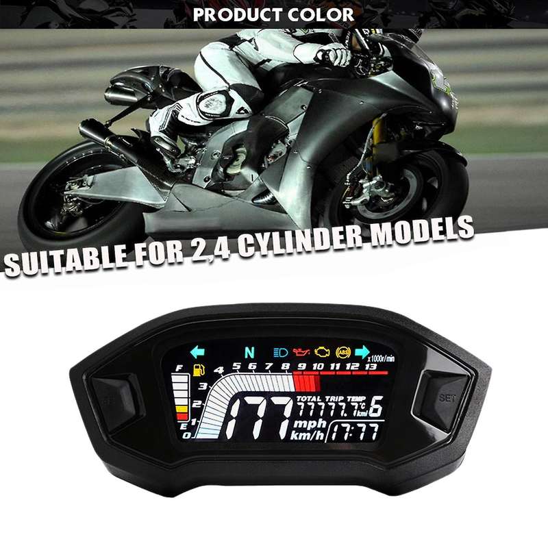 Universal Motorcycle LCD Digital Speedometer 13000RPM Backlight Digital Odemeter Tachometer for 1,2,