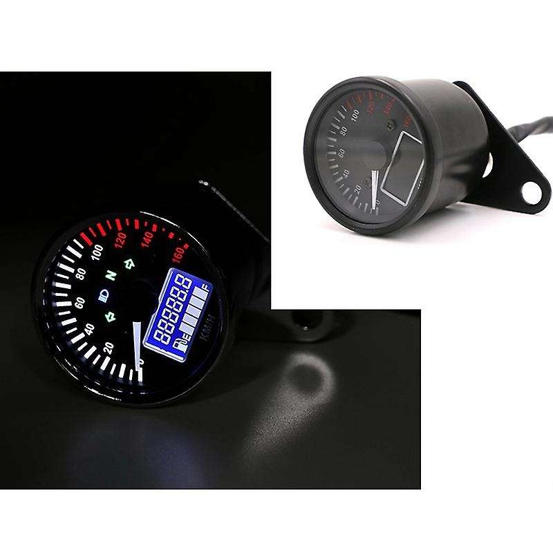 Universal Motorcycle Speedometer LED Digital Tachometer Crystal Instrument Gauge Odometer with Fuel