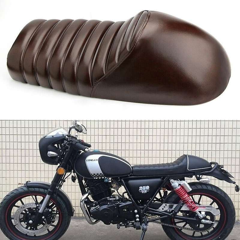 Universal Motorcycle Seat Flat Saddle Frame for GB XJ Cafe Brown