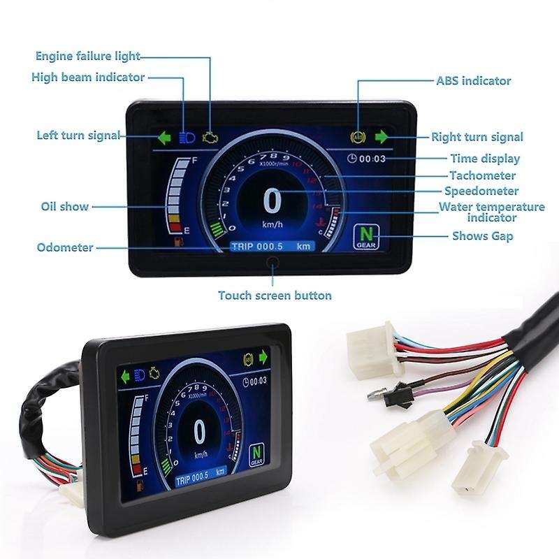 Universal Motorcycle Lcd Display Cluster Replaceable Speedometer Multi-function Instrument for 1,2,4