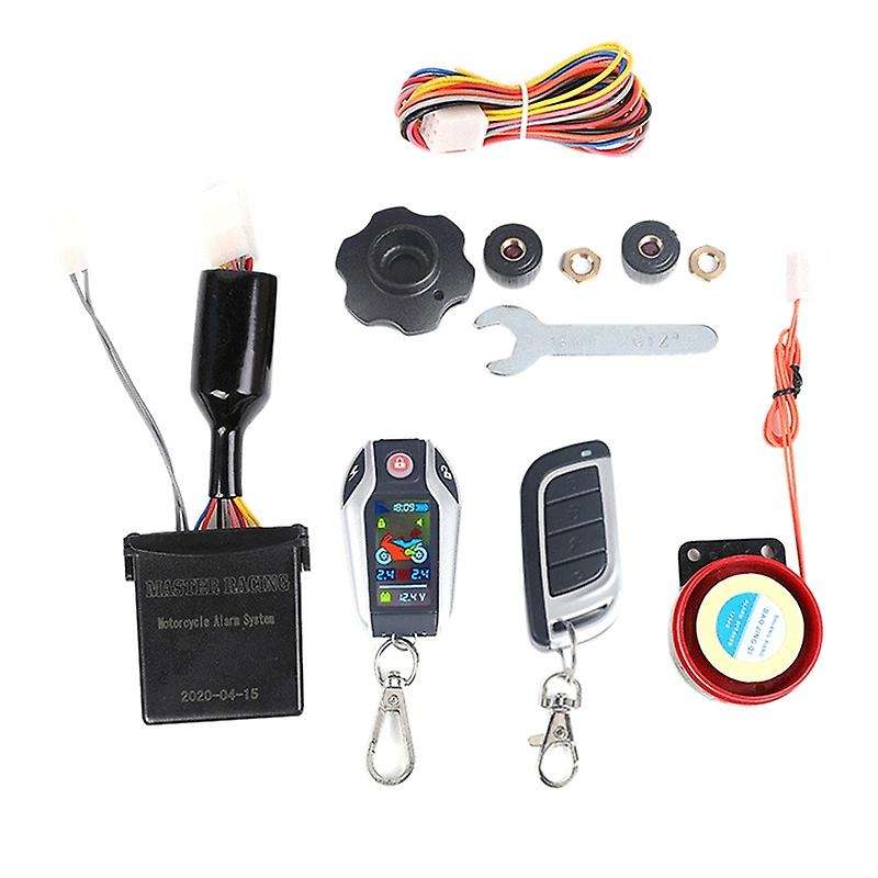 Universal Motorcycle Two-Way Alarm LCD Screen Anti-Theft Security System with Accu Voltmeter Time Di