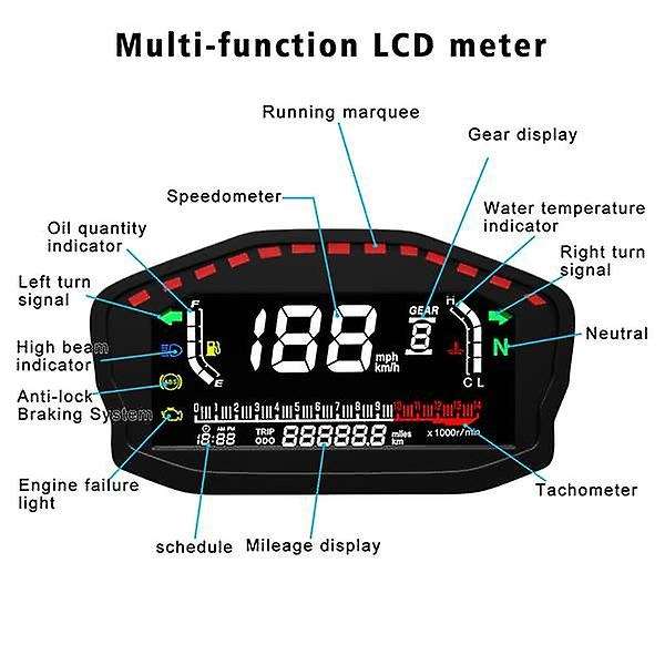 Universal Motorcycle Va Lcd Speedometer Digital Meter Odometer 2/4 Cylinders for Speed Meter