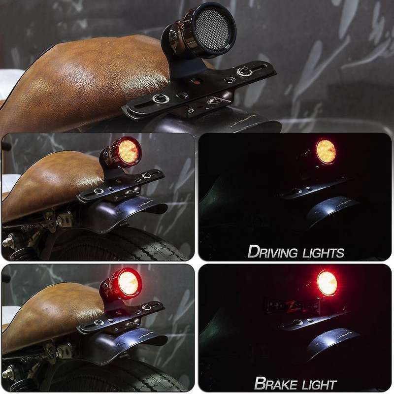 Universal Motorcycles License Plate Taillight & Bracket Twin Light Integrated Taillights Side Mount