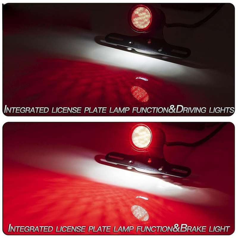 Universal Motorcycles License Plate Taillight & Bracket Twin Light Integrated Taillights Side Mount