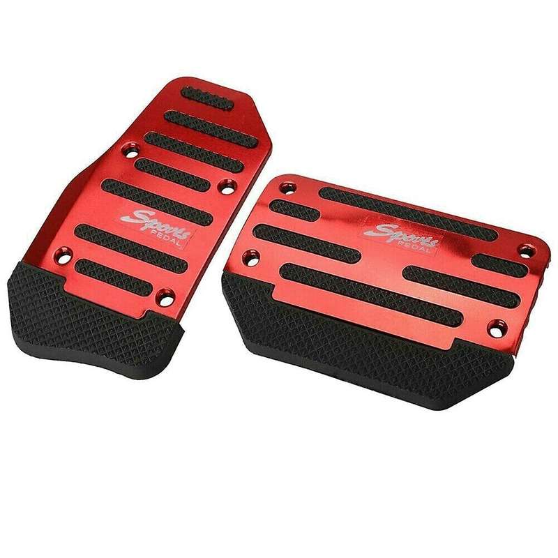 Universal Red Gas Accelerator Pedal and Brake Pedal Cover Foot Pad Non-Slip for Automatic Transmiss