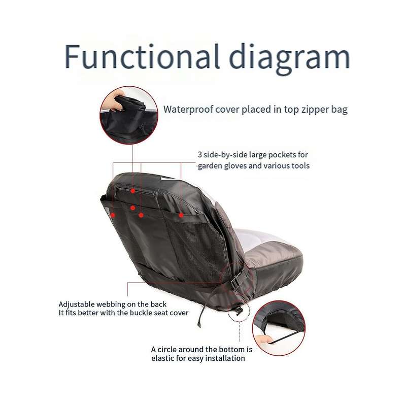 Universal Riding Lawn Mower Tractor Seats Cover Padded Comfort Pad Storage Pouch Lawn Mower Accessor