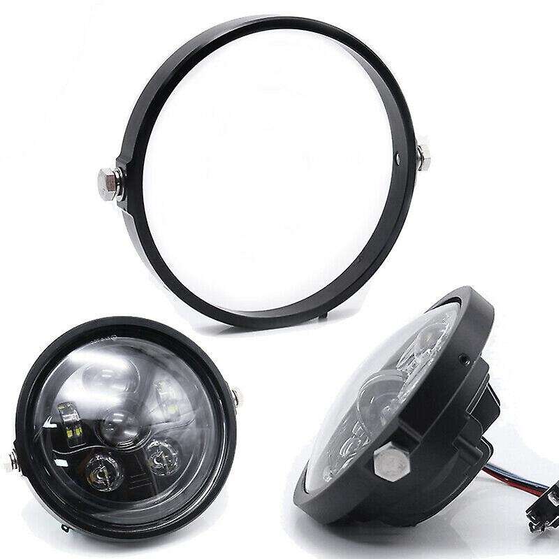Universal Silver 5.75 Inch Aluminum Round Headlight Housing Headlamp Trim Ring Mount Bracket Motorcy