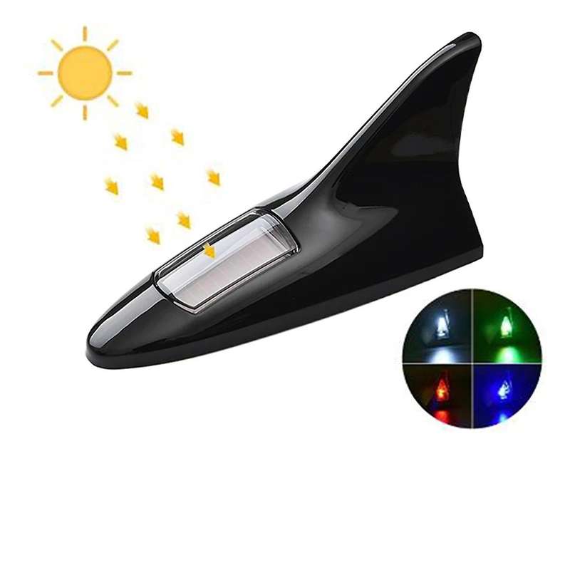 Universal Solar Led Light Car Fin Antenna Roof Tail Modified Light Belt Antenna Driving Safety Warn