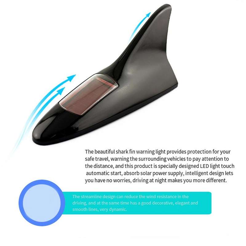 Universal Solar LED Light Car Fin Antenna Roof Tail Modified Light Belt Antenna Driving Safety Warni