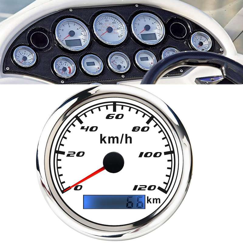 Universal Speedometer 12V/24V Odometer 85mm 120Km/H LCD Hourmeter Tachometer Backlight for Marine Ca