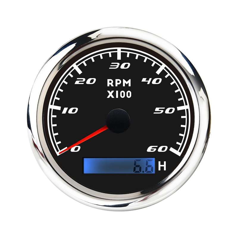 Universal Speedometer 12V/24V Odometer 85mm 0-6000RPM LCD Hourmeter Tachometer Backlight for Marine