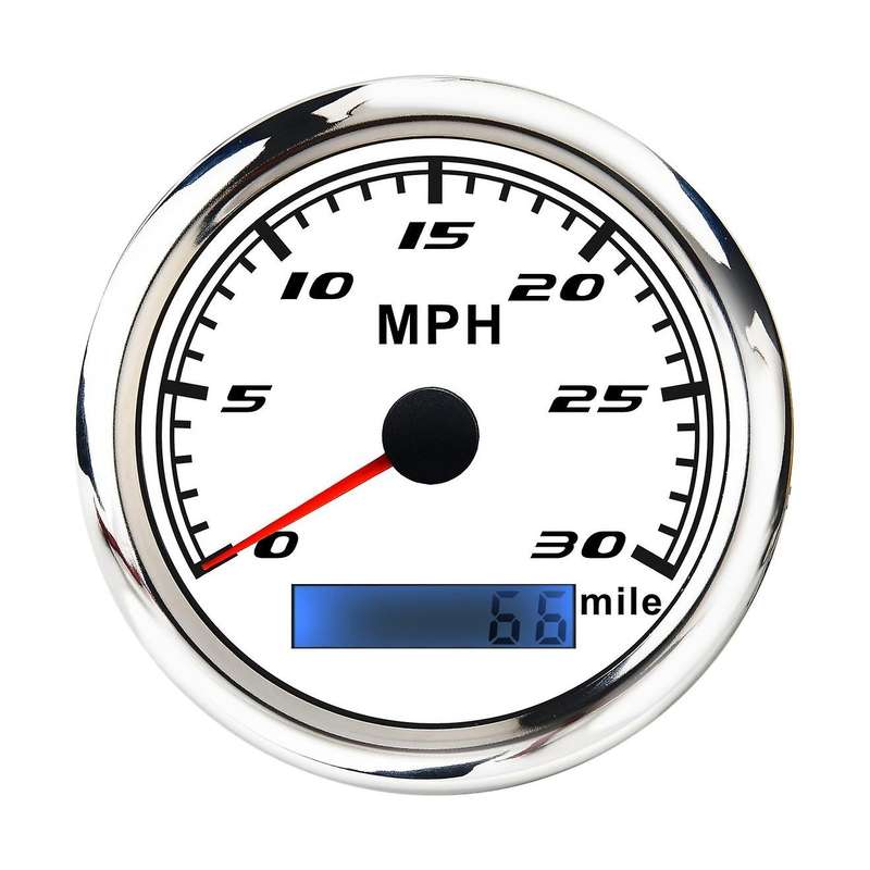 Universal Speedometer 12V/24V Odometer 85mm 30MPH LCD Hourmeter Tachometer Backlight for Marine Car