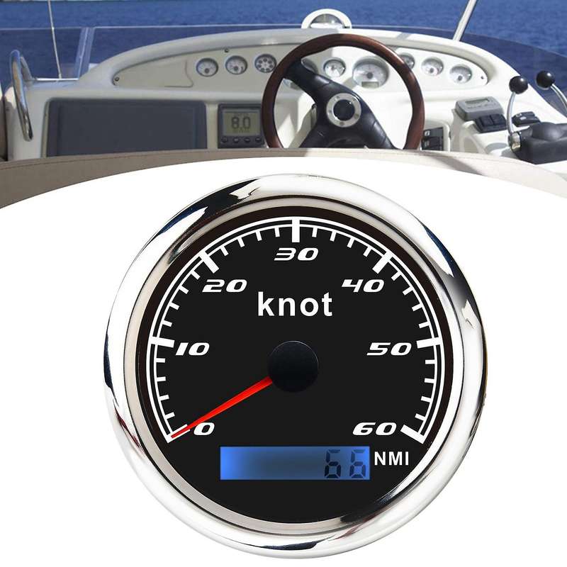 Universal Speedometer 12V/24V Odometer 85mm 60 Knot LCD Hourmeter Tachometer Backlight for Marine Ca