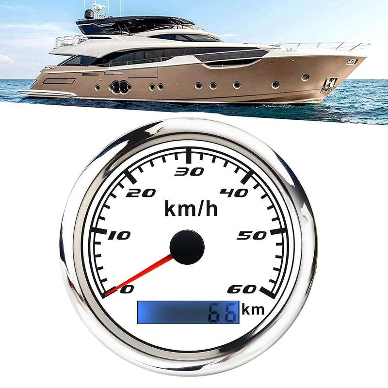 Universal Speedometer 12V/24V Odometer 85mm 60Km/H LCD Hourmeter Tachometer Backlight for Marine Car