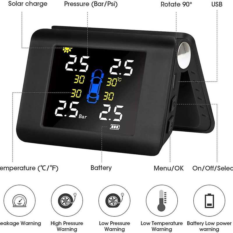 Universal TPMS Car Wireless Tire Pressure Monitoring System with 4PCS Internal Sensors Alarm, for Ca