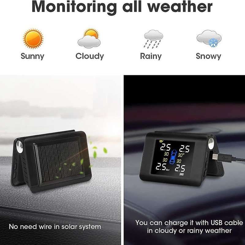 Universal TPMS Car Wireless Tire Pressure Monitoring System with 4PCS External Sensors Alarm, for Ca