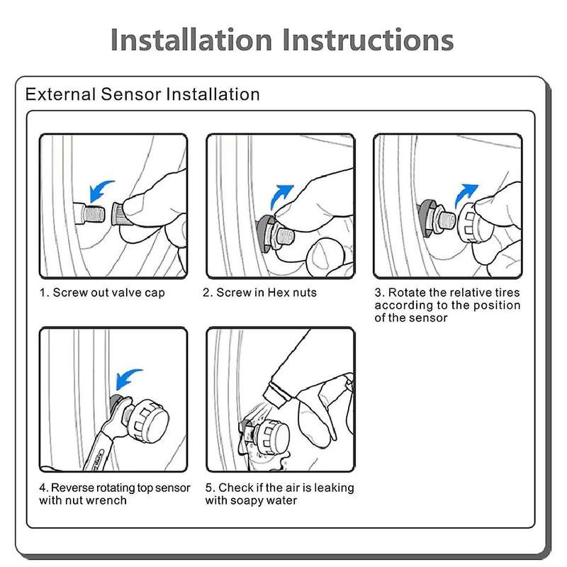 Universal TPMS Car Wireless Tire Pressure Monitoring System with 4Pcs External Sensors Alarm, for Ca
