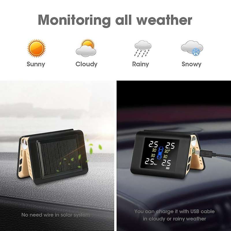 Universal TPMS Car Wireless Tire Pressure Monitoring System with 4Pcs External Sensors Alarm, for Ca