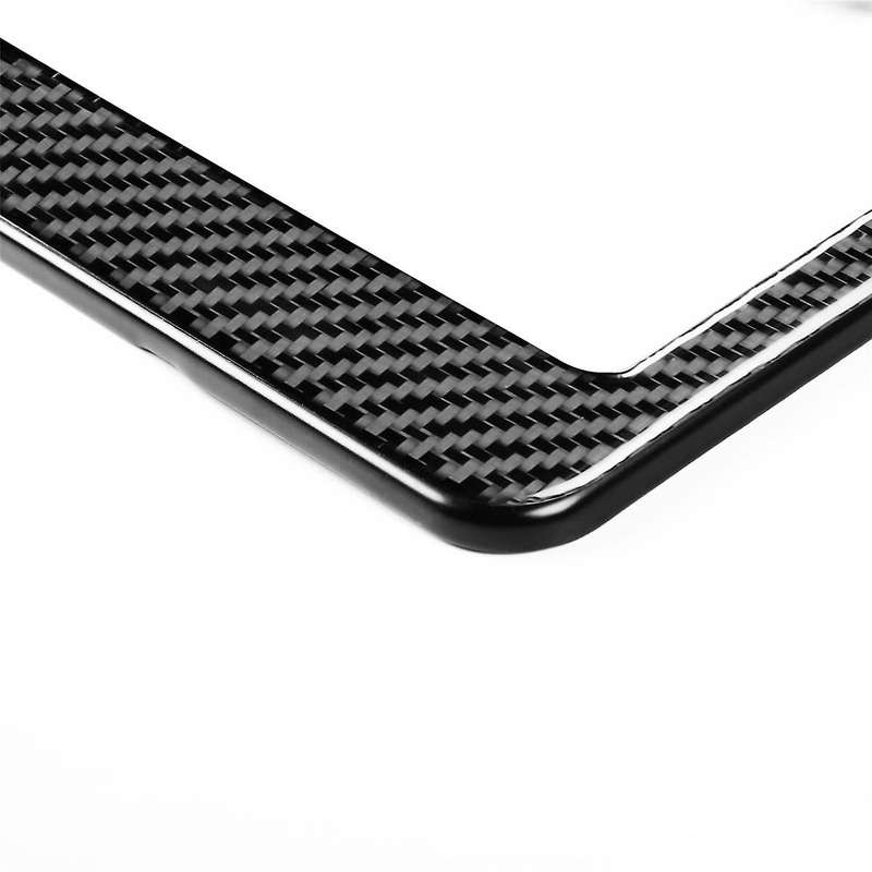 Universal Us Ca Standard Size Carbon Fiber Car License Plate Frame Cover Holder Auto Accessory Tag C