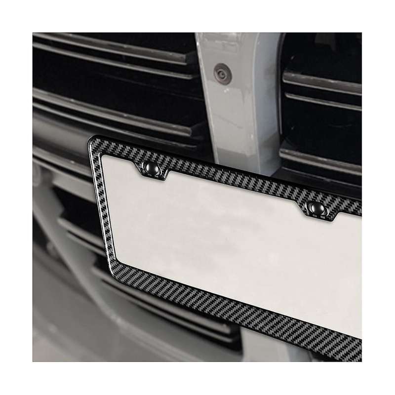 Universal Us Ca Standard Size Carbon Fiber Car License Plate Frame Cover Holder Auto Accessory Tag C