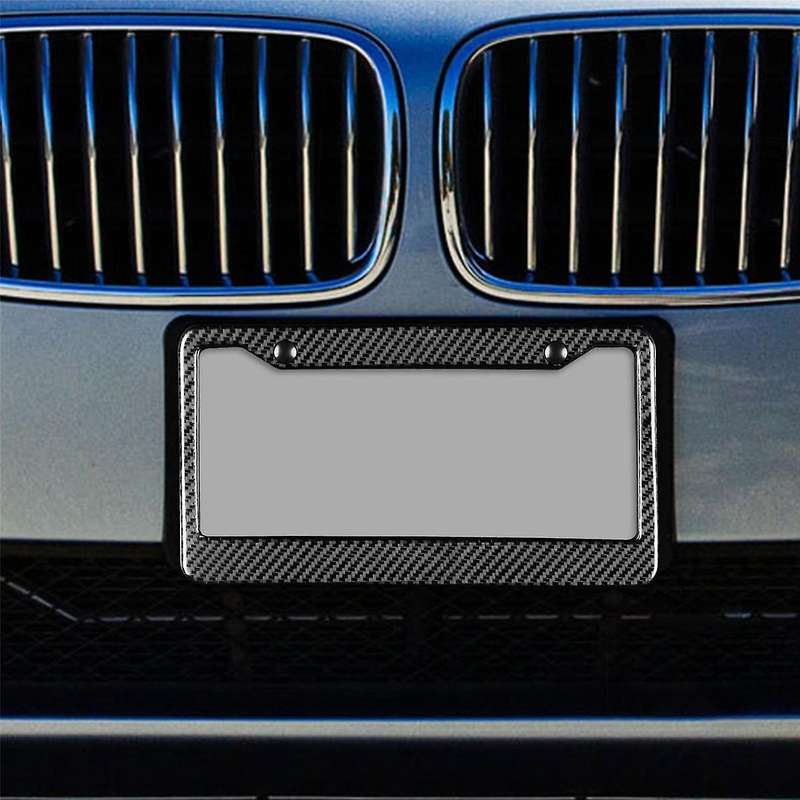 Universal US CA Standard Size Carbon Fiber Car License Plate Frame Cover Holder Auto Accessory TAG C