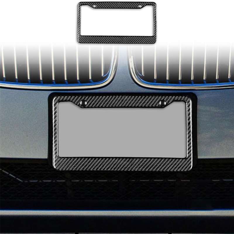 Universal US CA Standard Size Carbon Fiber Car License Plate Frame Cover Holder Auto Accessory TAG C
