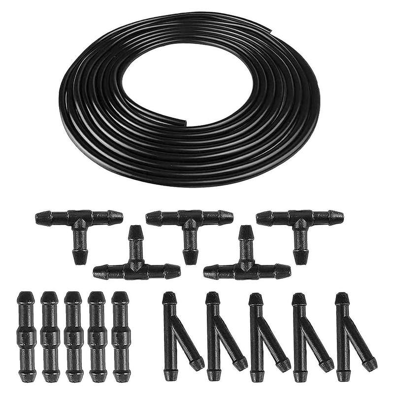 Universal Windshield Washer Nozzle Fluid Hose Kit with Hose Connectors for Of Car Washer (6m + 15pc