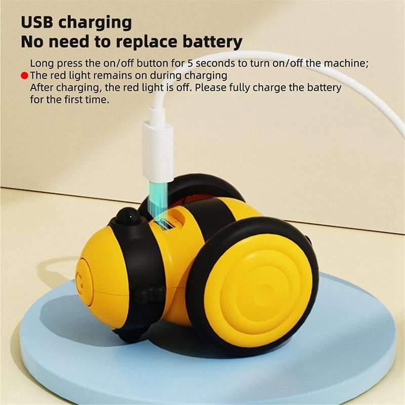 Upgrade Smart Cats Toy Car Automatic Moving Interactive Puzzle Pet Toys with LED Light for Dog Kitte
