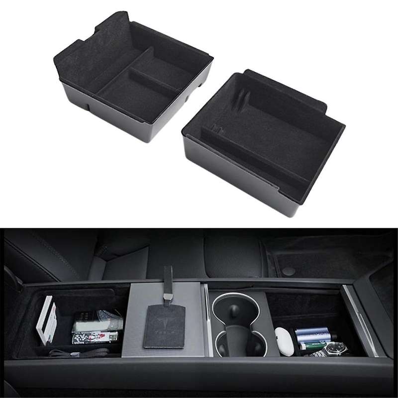 Upgraded Center Console Organizer Tray for 2024 Flocked Armrest Storage Box Interior Accessories