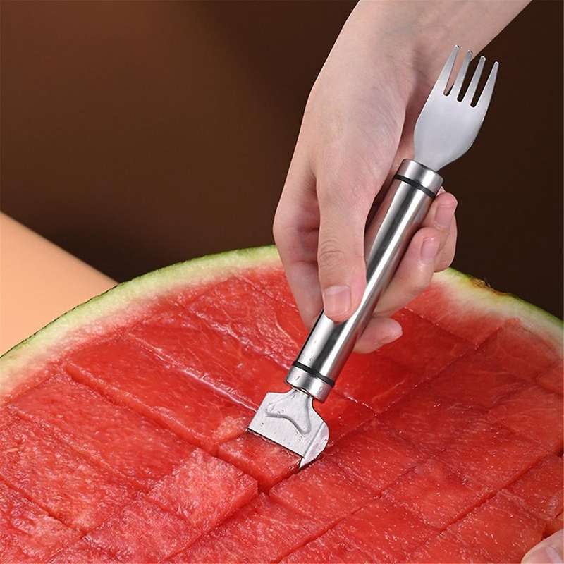 Upgraded 2-In-1 Stainless Steel Fruit Cutter,New Watermelon Fork Slicer Cutter Slicer Tool