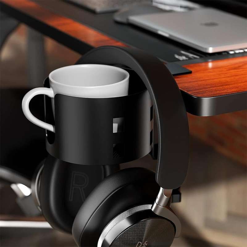 Upgraded Desk Cup Holder Clamp, Anti-spill Table Cup Holder, Metal Office & Pc Gaming , Compatible