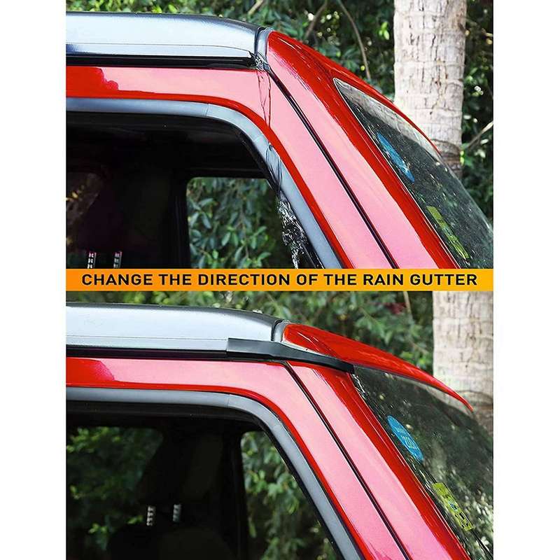 Upgraded Version Rain Gutter Extensions, Rain Groove Diverter, for 2011-2017 Wrangler JK JKU, Black