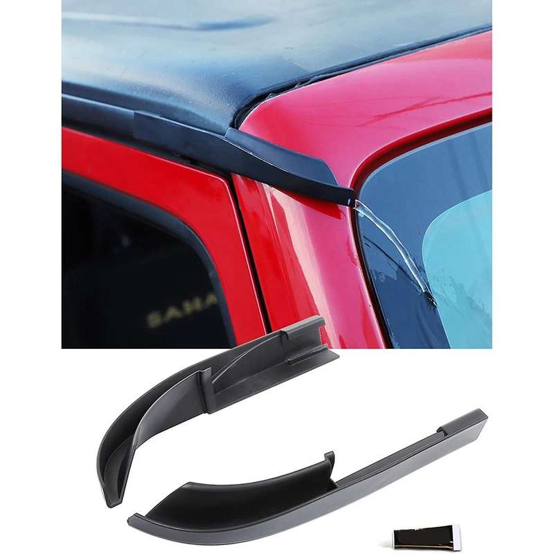 Upgraded Version Rain Gutter Extensions, Rain Groove Diverter, for 2011-2017 Wrangler JK JKU, Black