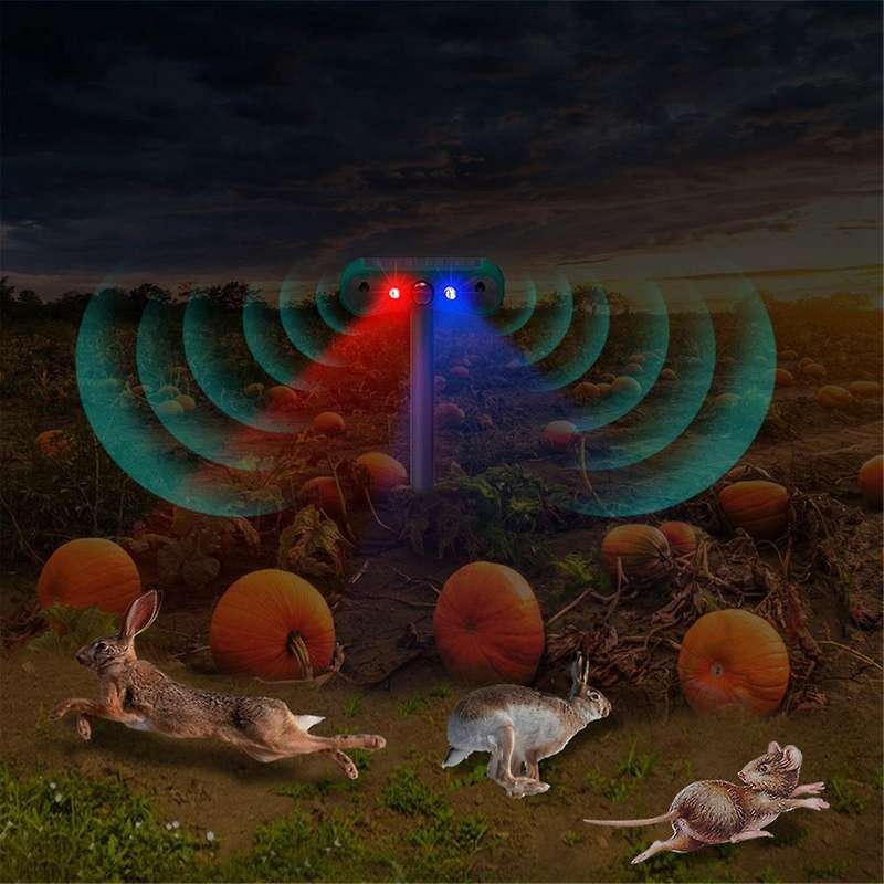 Upgraded Solar Alarm Animal Repeller Infrared Sensor Sound and Light Alarm to Scare Wild Boars and E