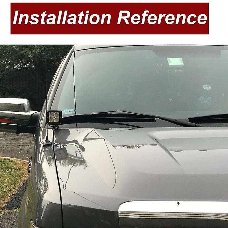 Upper Hood Ditch Front A-Pillar Hood Hinges LED Work/Square Light Mount Brackets for 2004-2014
