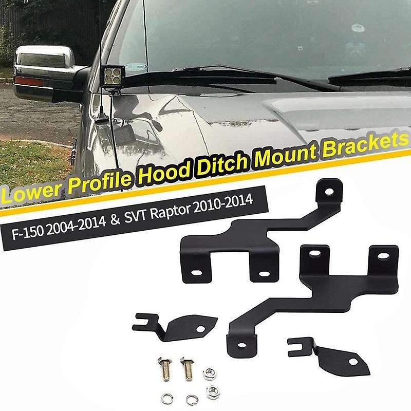 Upper Hood Ditch Front A-Pillar Hood Hinges LED Work/Square Light Mount Brackets for 2004-2014
